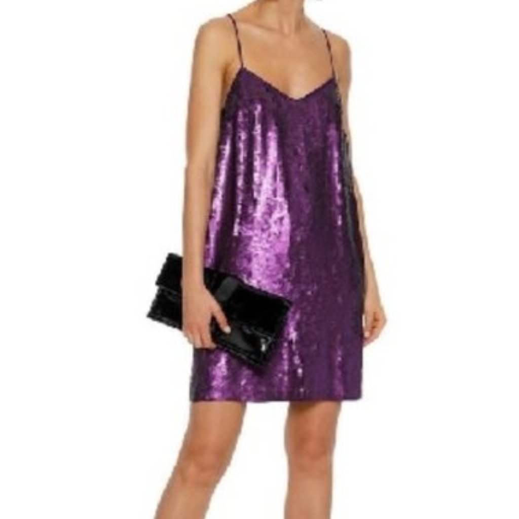 Nwt - Tibi Purple Sequin Slip Dress